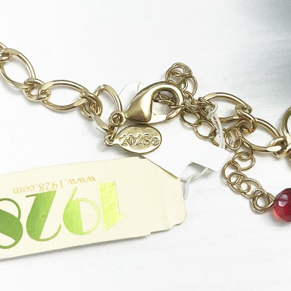 NEW 1928 Vintage Garnet Red Faceted Statement Necklace - Picture 7 of 7